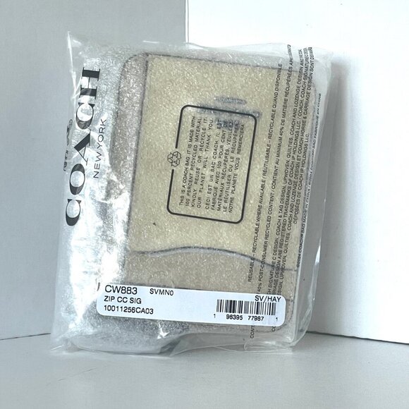 Coach Zip Card Case CW883 ID Wallet Yellow Signature Canvas Chain Strap ORGPKG - Picture 2 of 7